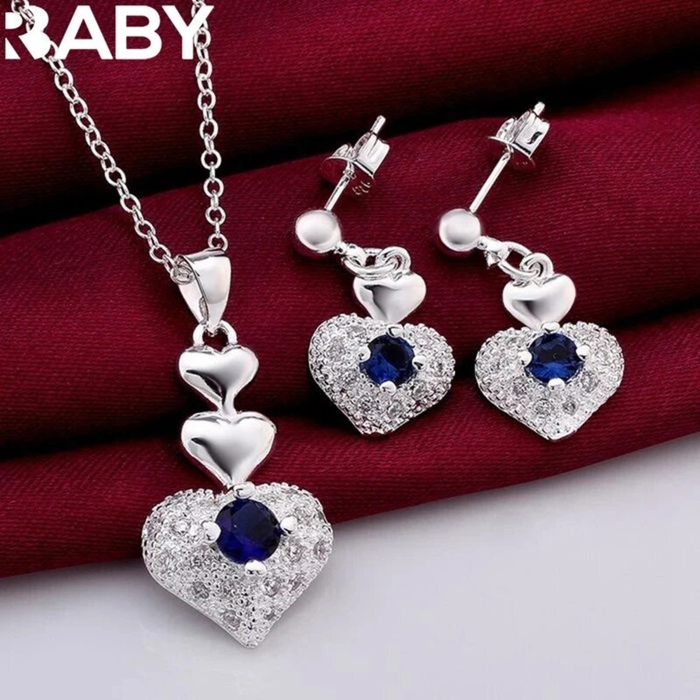 925 sterling silver blue topaz bundle set